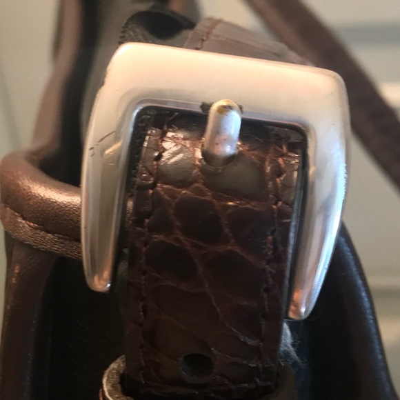 🎉Vintage Brighton Emma Vintage Pebbled & Croc Leather Bag - Picture 3 of 8